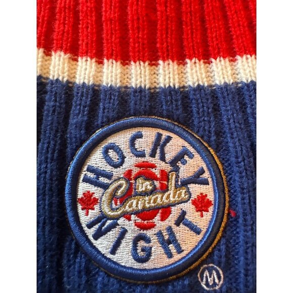 Budweiser Hockey Night in Canada Knit Skull Hat Ski Cap Red Blue One Size - Picture 4 of 6